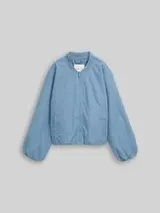 TOM TAILOR DENIM Damen Bomberjacke aus wasserabweisendem Material, blau, Uni – Bild 1