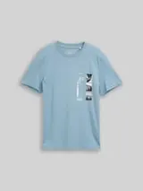 TOM TAILOR DENIM Herren T-Shirt mit Fotoprint, blau, Uni – Bild 1