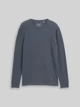 TOM TAILOR DENIM Herren Langarmshirt aus Baumwolle, grau, Uni – Bild 1