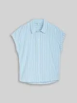 TOM TAILOR DENIM Damen Bluse mit Streifenmuster, blau, Gestreift – Bild 1