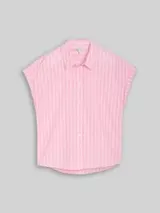 TOM TAILOR DENIM Damen Bluse mit Streifenmuster, rosa, Gestreift – Bild 1