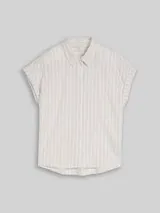 TOM TAILOR DENIM Damen Bluse mit Streifenmuster, beige, Gestreift – Bild 1