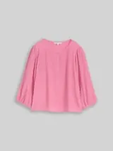 TOM TAILOR DENIM Damen Crinkle Bluse mit Knopfleiste, rosa, Uni – Bild 1