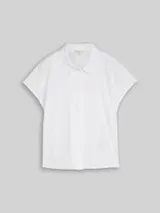 TOM TAILOR DENIM Damen Bluse mit Lochstickerei, weiß, Uni – Bild 1
