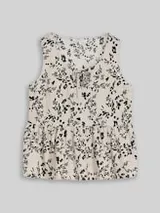 TOM TAILOR DENIM Damen Blusentop mit Leinenanteil, beige, Geblümt – Bild 1