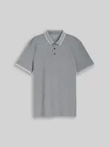 TOM TAILOR DENIM Herren Piqué Poloshirt aus Baumwolle, schwarz, Meliert – Bild 1