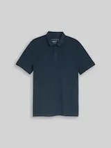 TOM TAILOR DENIM Herren Piqué Poloshirt aus Baumwolle, blau, Meliert – Bild 1