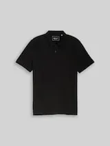TOM TAILOR DENIM Herren Piqué Poloshirt aus Baumwolle, schwarz, Uni – Bild 1