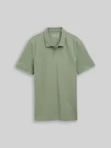 TOM TAILOR DENIM Herren Piqué Poloshirt aus Baumwolle, grün, Uni – Bild 1