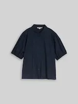 TOM TAILOR DENIM Damen Bluse mit Stickerei, blau, Uni – Bild 1