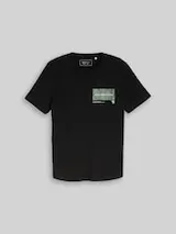 TOM TAILOR DENIM Herren T-Shirt mit Print, schwarz, Uni – Bild 1