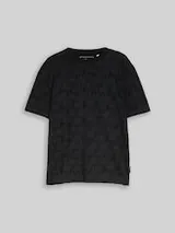 TOM TAILOR DENIM Herren Relaxed Fit T-Shirt mit Palmenprint, schwarz, Palmenprint – Bild 1