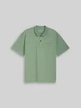 TOM TAILOR DENIM Herren Relaxed Fit Poloshirt aus Baumwolle, grün, Uni – Bild 1