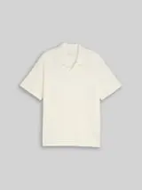 TOM TAILOR DENIM Herren Relaxed Fit Resort Poloshirt mit Waffelstruktur, weiß, Uni – Bild 1