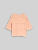 TOM TAILOR DENIM Damen Relaxed Fit Strickpullover mit Lochmuster, orange, Uni – Bild 1