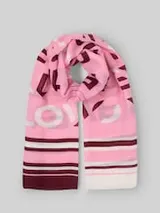 TOM TAILOR DENIM Damen Schal mit Schriftzug, rosa, Gemustert – Bild 1