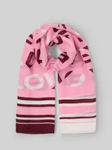 TOM TAILOR DENIM Damen Schal mit Schriftzug, rosa, Gemustert
