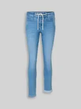 TOM TAILOR Damen TTMAYA TAPERED Stretch Jeans mit Kordelzug, blau, Uni – Bild 1