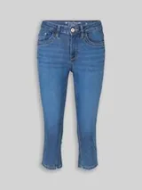 TOM TAILOR Damen TTLENE SLIM Capri Jeans mit hohem Stretch, blau, Uni – Bild 1