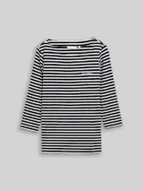 TOM TAILOR Damen Langarmshirt mit Streifenmuster, blau, Gestreift – Bild 1
