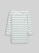 TOM TAILOR Damen Langarmshirt mit Streifenmuster, grün, Gestreift – Bild 1