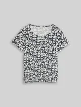 TOM TAILOR Damen Crinkle T-Shirt mit Muster, blau, Gemustert – Bild 1