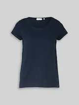 TOM TAILOR Damen T-Shirt aus Baumwolle, blau, Uni – Bild 1
