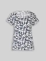 TOM TAILOR Damen T-Shirt aus Baumwolle, blau, Gemustert – Bild 1
