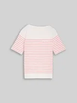 TOM TAILOR Damen T-Shirt mit Streifenmuster, weiß, Uni – Bild 1