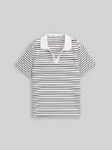 TOM TAILOR Damen Poloshirt mit Streifenmuster, blau, Gestreift – Bild 1