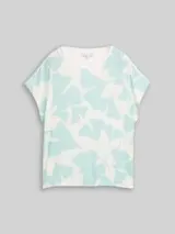 TOM TAILOR Damen T-Shirt im Material-Mix, grün, Gemustert – Bild 1