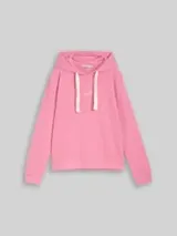 TOM TAILOR DENIM Damen Hoodie Sweatshirt mit Stickerei, rosa, Uni – Bild 1