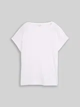 TOM TAILOR Damen Loose Fit T-Shirt mit Leinenanteil, weiß, Uni – Bild 1