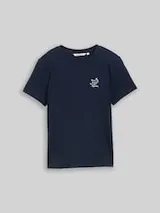 TOM TAILOR DENIM Damen T-Shirt mit Stickerei, blau, Uni – Bild 1