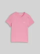 TOM TAILOR DENIM Damen T-Shirt mit Stickerei, rosa, Uni – Bild 1