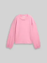 TOM TAILOR DENIM Damen Loose Fit Scuba Langarmshirt, rosa, Uni – Bild 1