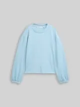 TOM TAILOR DENIM Damen Loose Fit Scuba Langarmshirt, blau, Uni – Bild 1