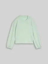 TOM TAILOR DENIM Damen Loose Fit Scuba Langarmshirt, grün, Uni – Bild 1