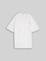 TOM TAILOR DENIM Damen Oversize T-Shirt mit Rückenprint, weiß, Uni – Bild 1