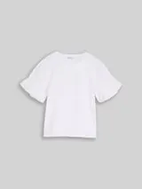 TOM TAILOR DENIM Damen Loose Fit T-Shirt mit Lochstickereien, weiß, Uni – Bild 1
