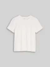TOM TAILOR DENIM Damen Jacquard T-Shirt mit Rundhalsausschnitt, weiß, Uni – Bild 1