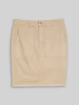 TOM TAILOR Damen Jeansrock mit aufgesetzten Taschen, braun, Uni – Bild 1