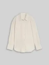 TOM TAILOR Damen Oversize Hemdbluse mit Leinenanteil, beige, Gestreift – Bild 1