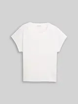 TOM TAILOR Damen T-Shirt im Material-Mix, weiß, Uni – Bild 1