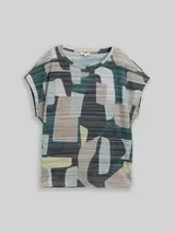 TOM TAILOR Damen T-Shirt mit Muster, grün, Gemustert – Bild 1