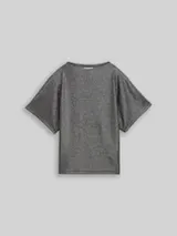 TOM TAILOR DENIM Damen Glitzer T-Shirt mit Fledermausärmeln, schwarz, Uni – Bild 1