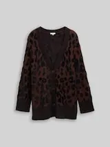 TOM TAILOR Damen Plus Size - Loose Fit Cardigan mit Leo-Muster, braun, Animalprint – Bild 1