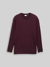 TOM TAILOR Herren Plus Size - Langarmshirt mit Logo-Badge, rot, Meliert – Bild 1