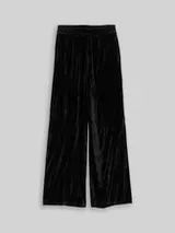 TOM TAILOR DENIM Damen Wide Leg Samthose, schwarz, Uni – Bild 1