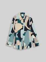 TOM TAILOR Damen Loose Fit Bluse mit Schleifen-Details, grün, Gemustert – Bild 1